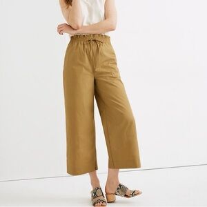 Madewell Poplin Smocked Huston Women’s Size L Khaki/Camel Wide Legged Pants